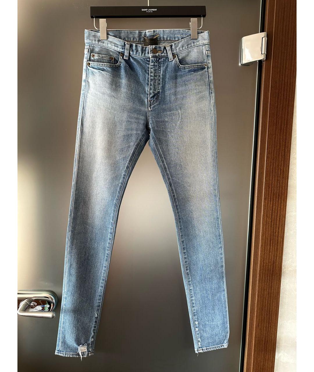 SAINT LAURENT Голубые хлопковые джинсы слим, фото 9