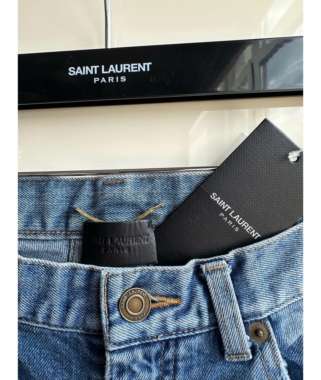 SAINT LAURENT Голубые хлопковые джинсы слим, фото 3