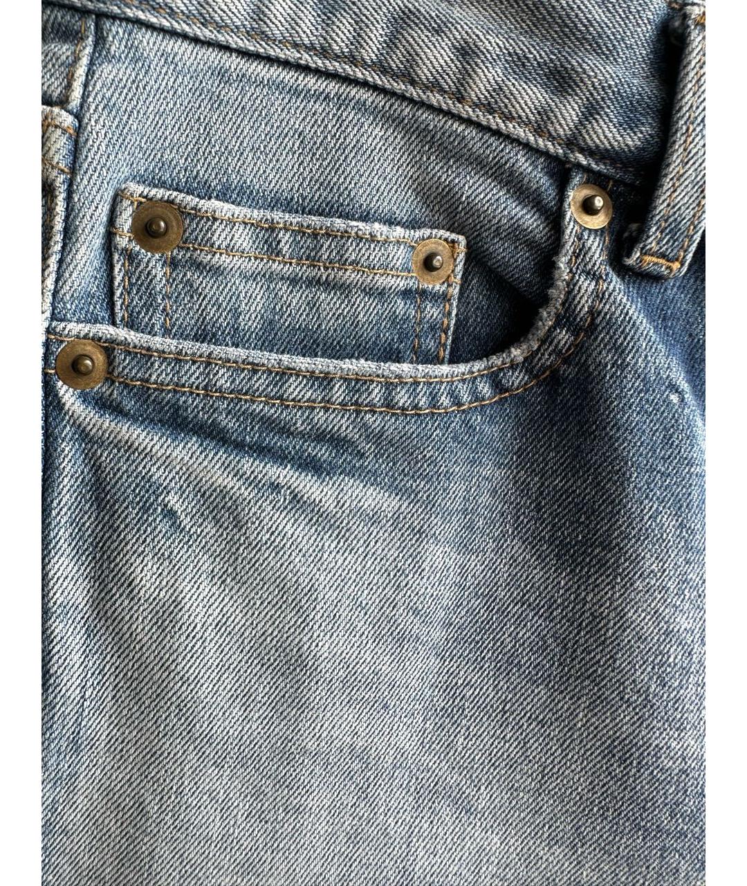 SAINT LAURENT Голубые хлопковые джинсы слим, фото 6