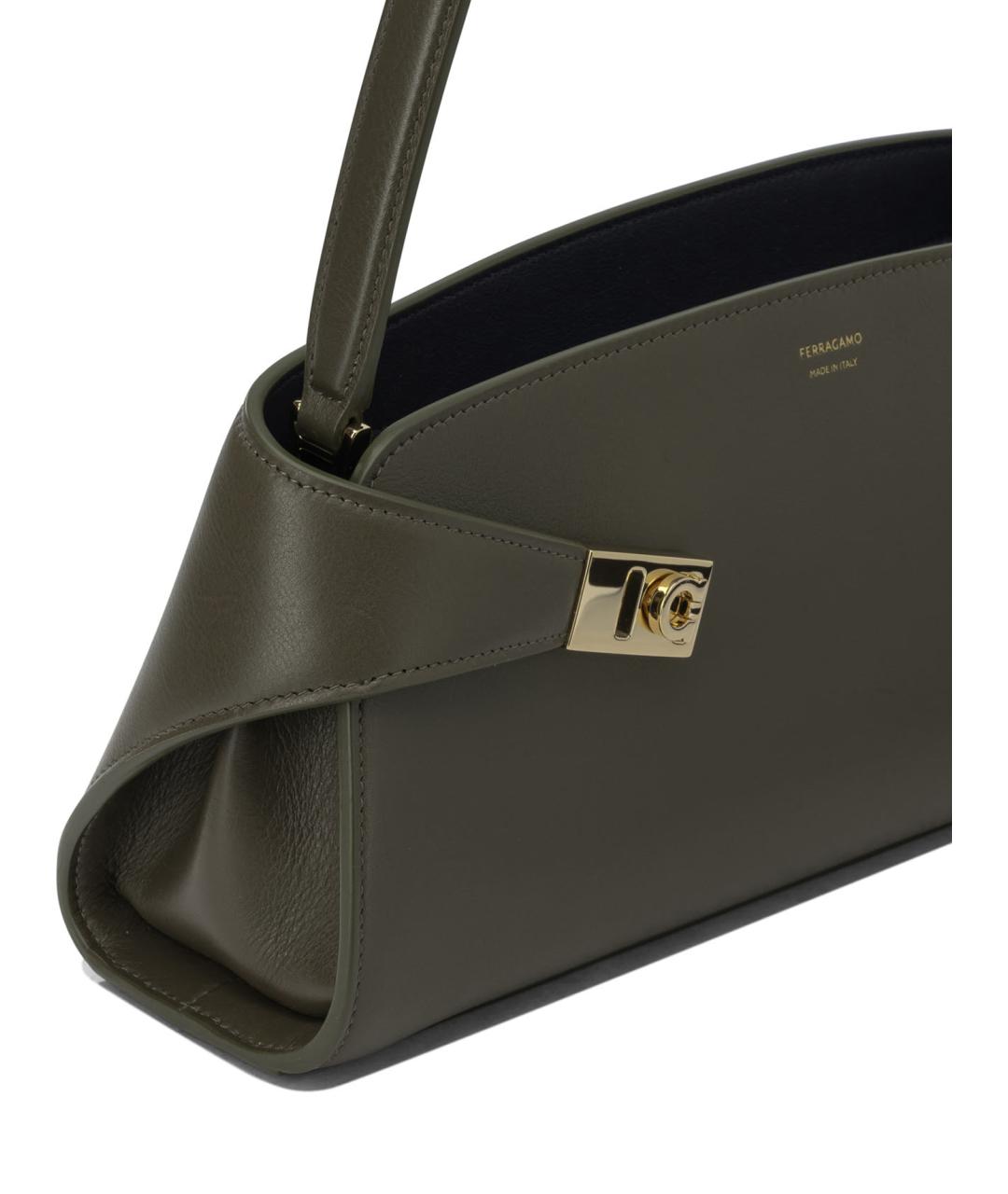 FERRAGAMO Зеленая кожаная сумка через плечо, фото 4