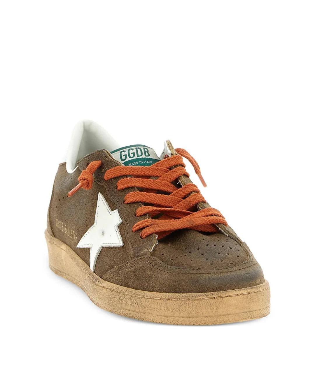 GOLDEN GOOSE Коричневые замшевые низкие кроссовки / кеды, фото 2