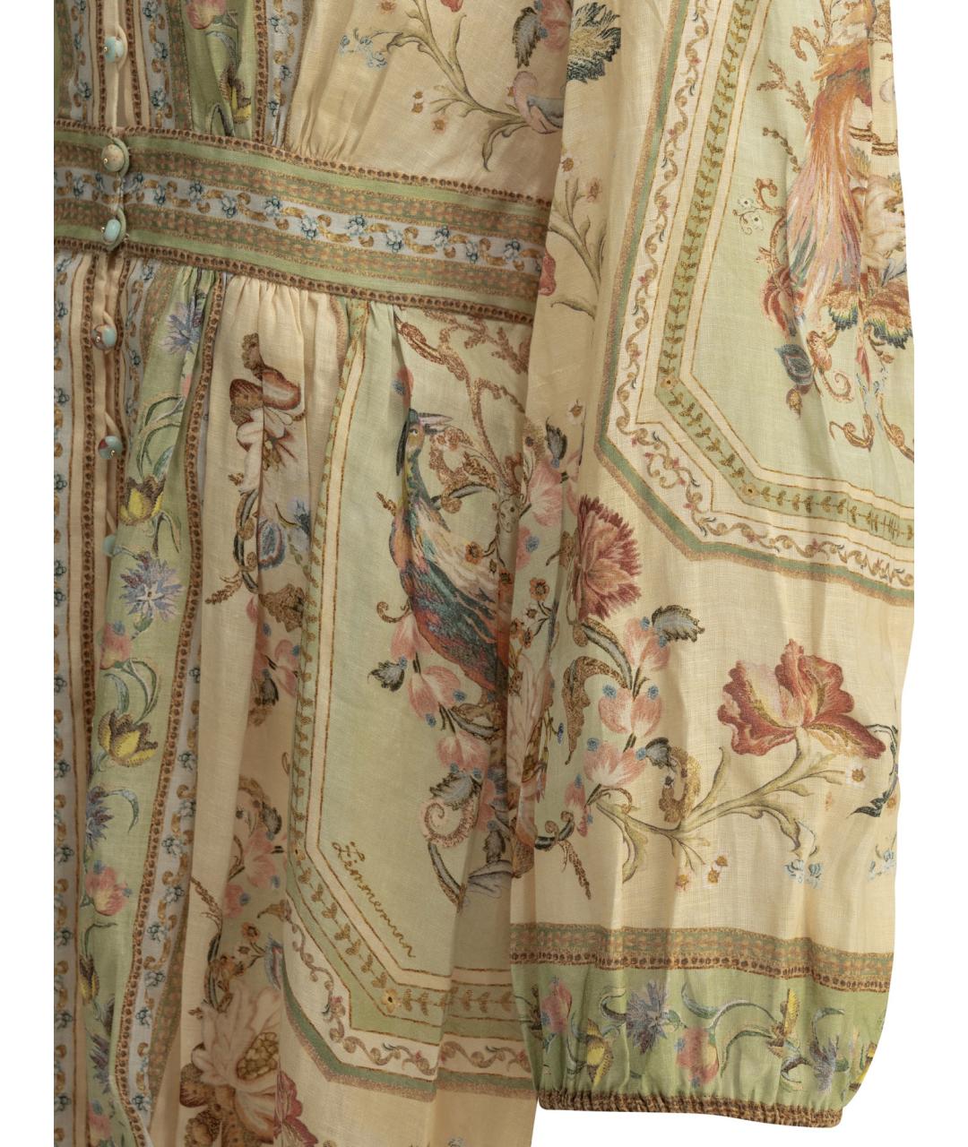 ZIMMERMANN Бежевое льняное повседневное платье, фото 4