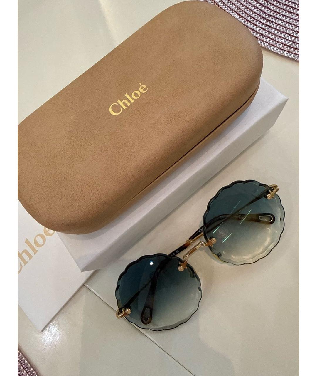 CHLOE Зеленые металлические солнцезащитные очки, фото 4