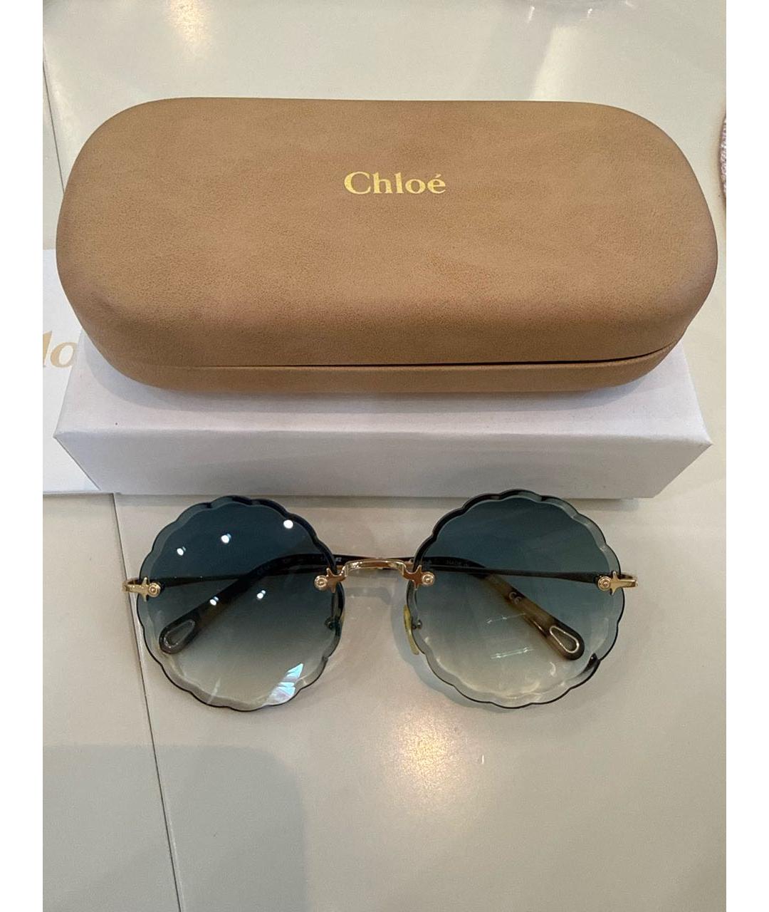 CHLOE Зеленые металлические солнцезащитные очки, фото 5