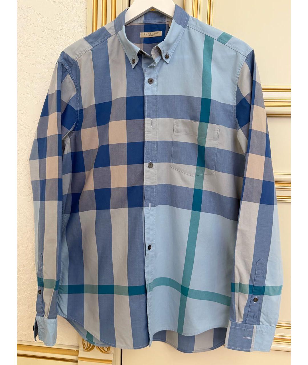 BURBERRY Голубая хлопковая классическая рубашка, фото 6