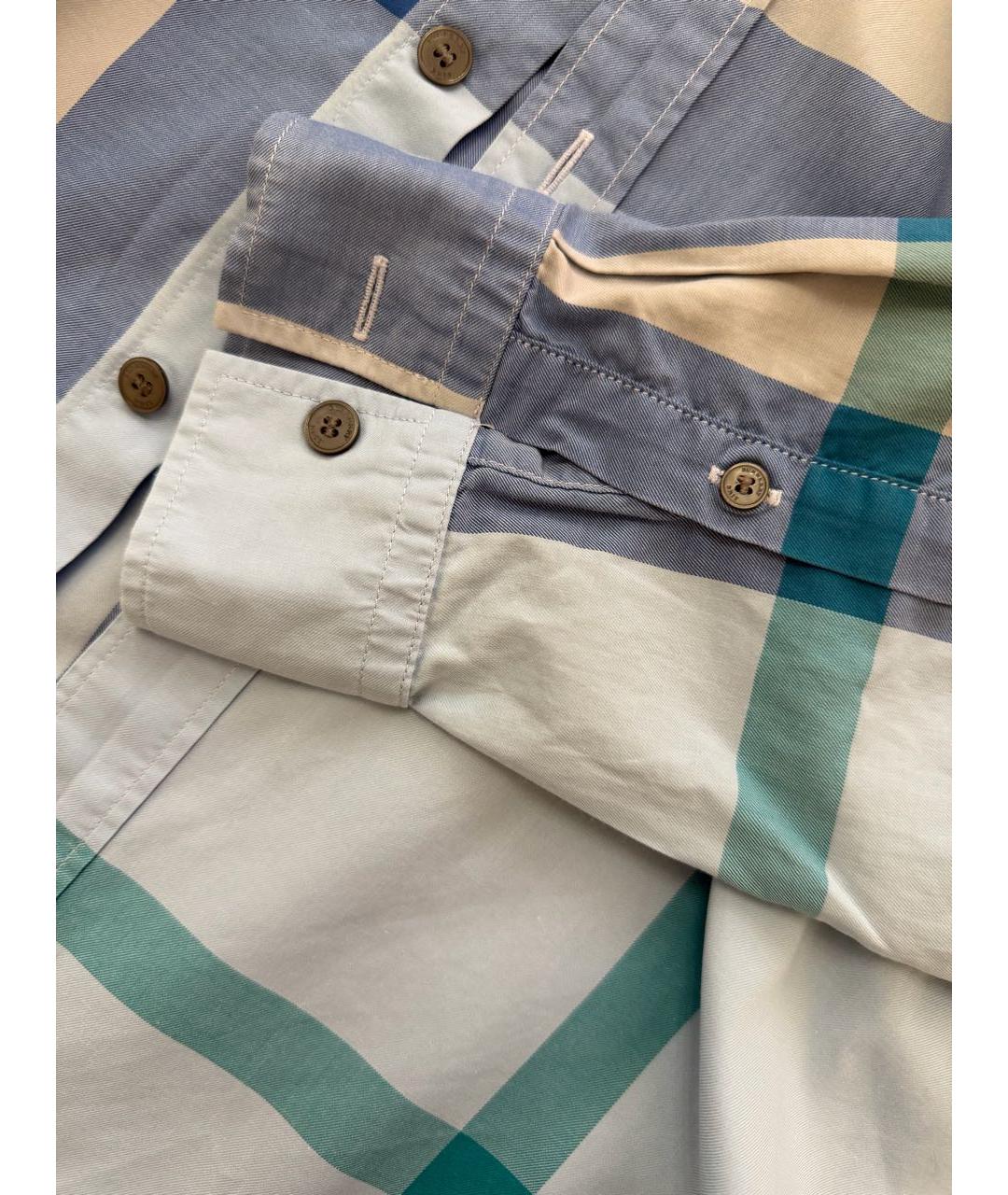 BURBERRY Голубая хлопковая классическая рубашка, фото 4