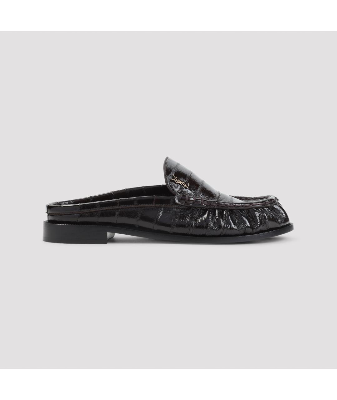 SAINT LAURENT Коричневые кожаные мюли, фото 2