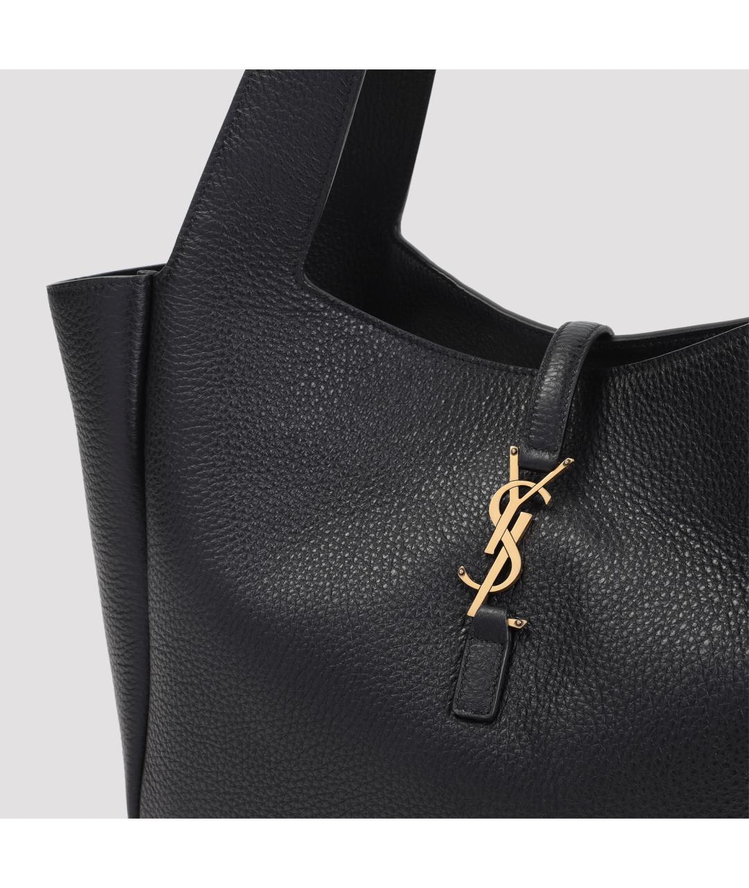 SAINT LAURENT Черная кожаная сумка тоут, фото 4