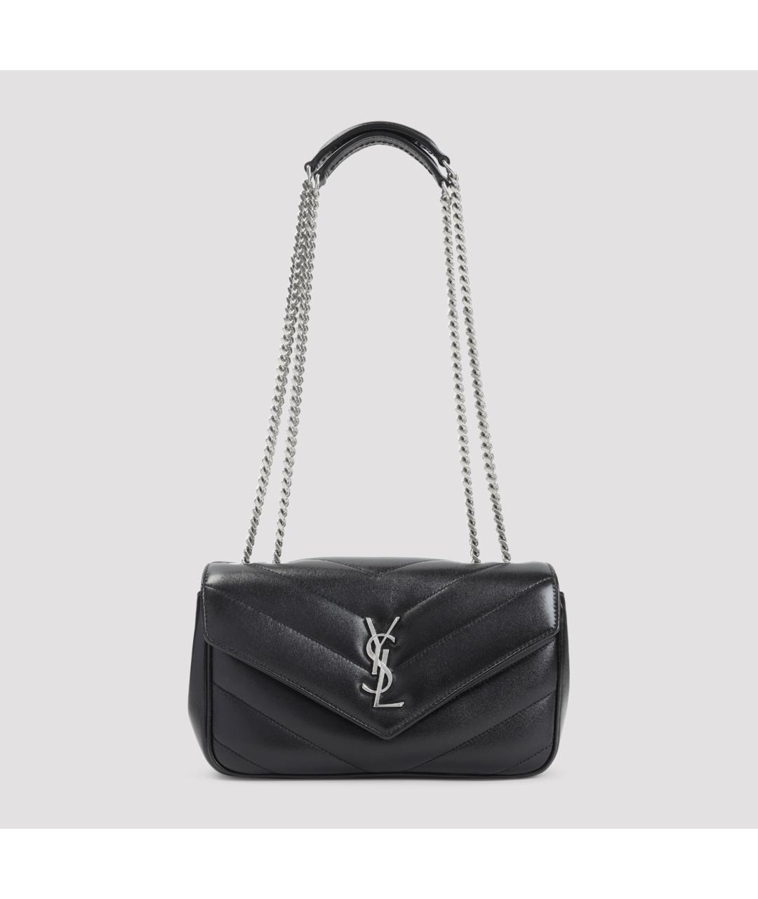 SAINT LAURENT Черная кожаная сумка через плечо, фото 2