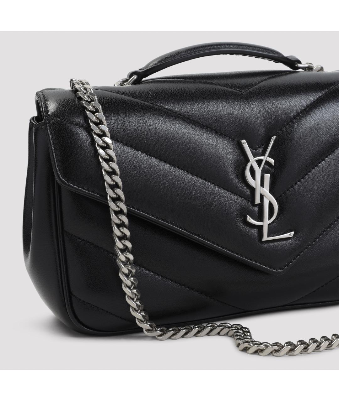 SAINT LAURENT Черная кожаная сумка через плечо, фото 4