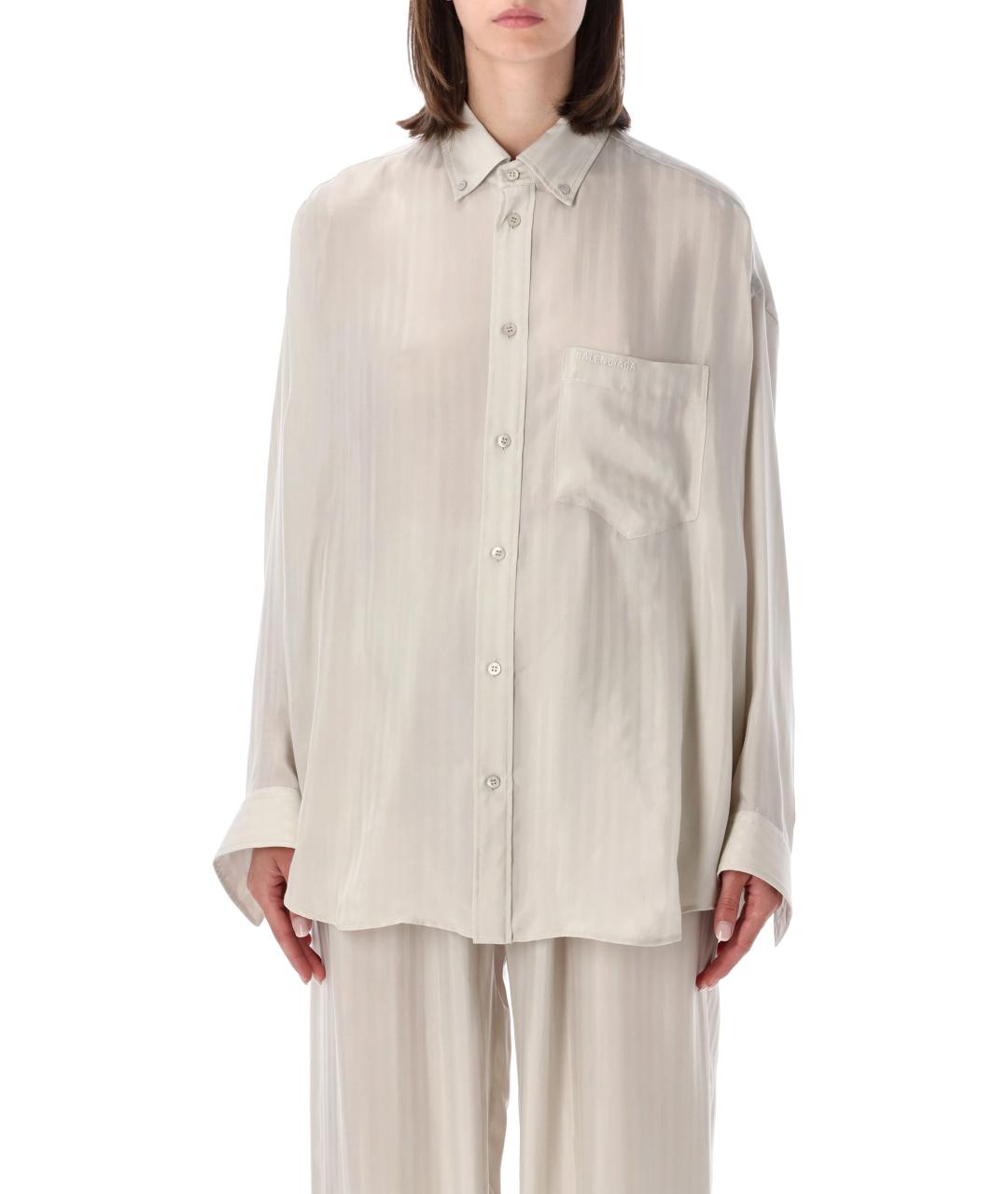 BALENCIAGA Белая вискозная рубашка, фото 1