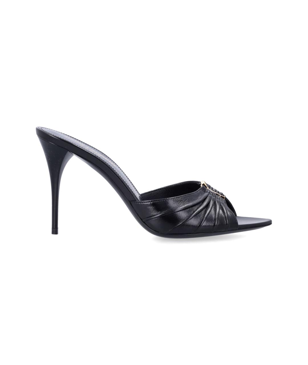 SAINT LAURENT Черные кожаные мюли, фото 4