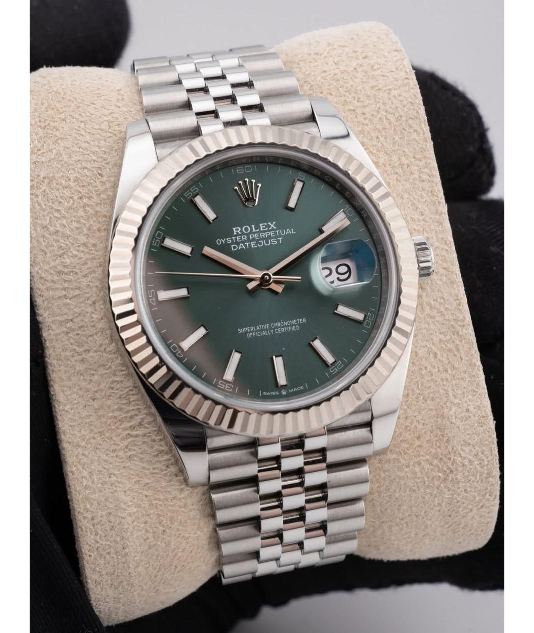 ROLEX Зеленые часы из белого золота, фото 2