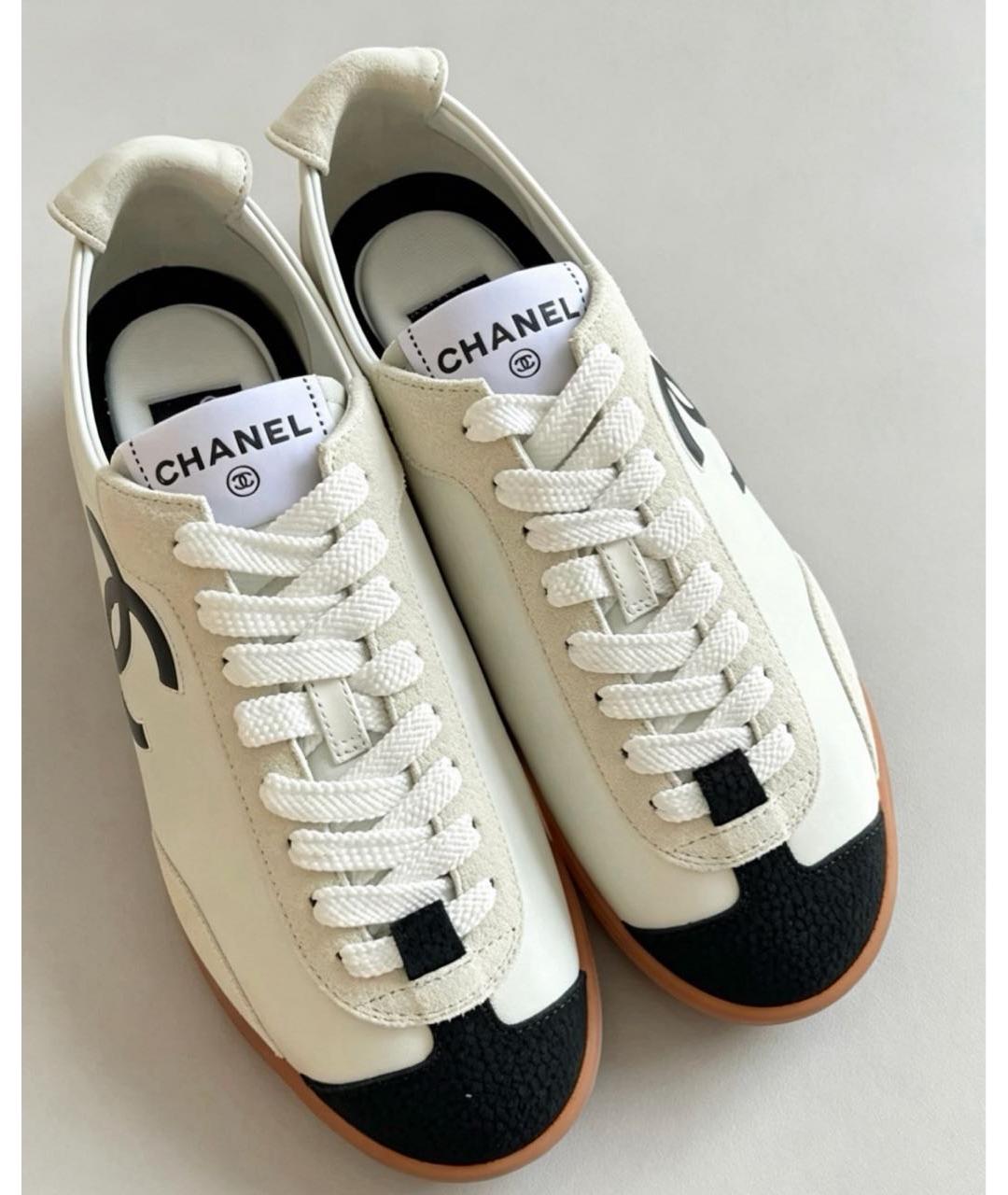 CHANEL Белые кожаные кеды, фото 2