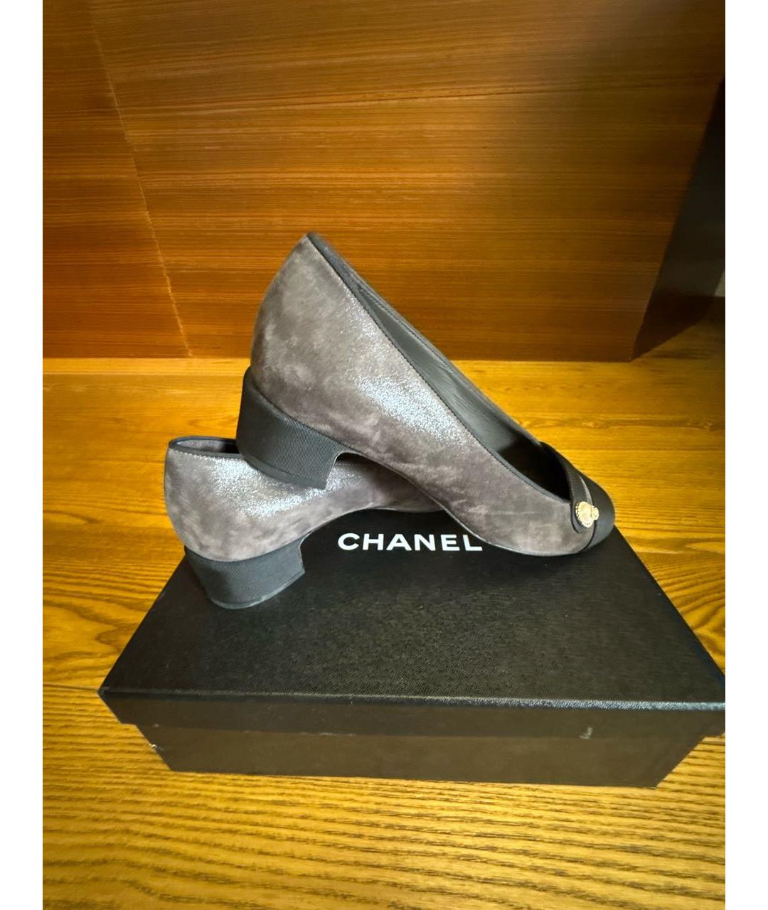 CHANEL Серые замшевые туфли, фото 7