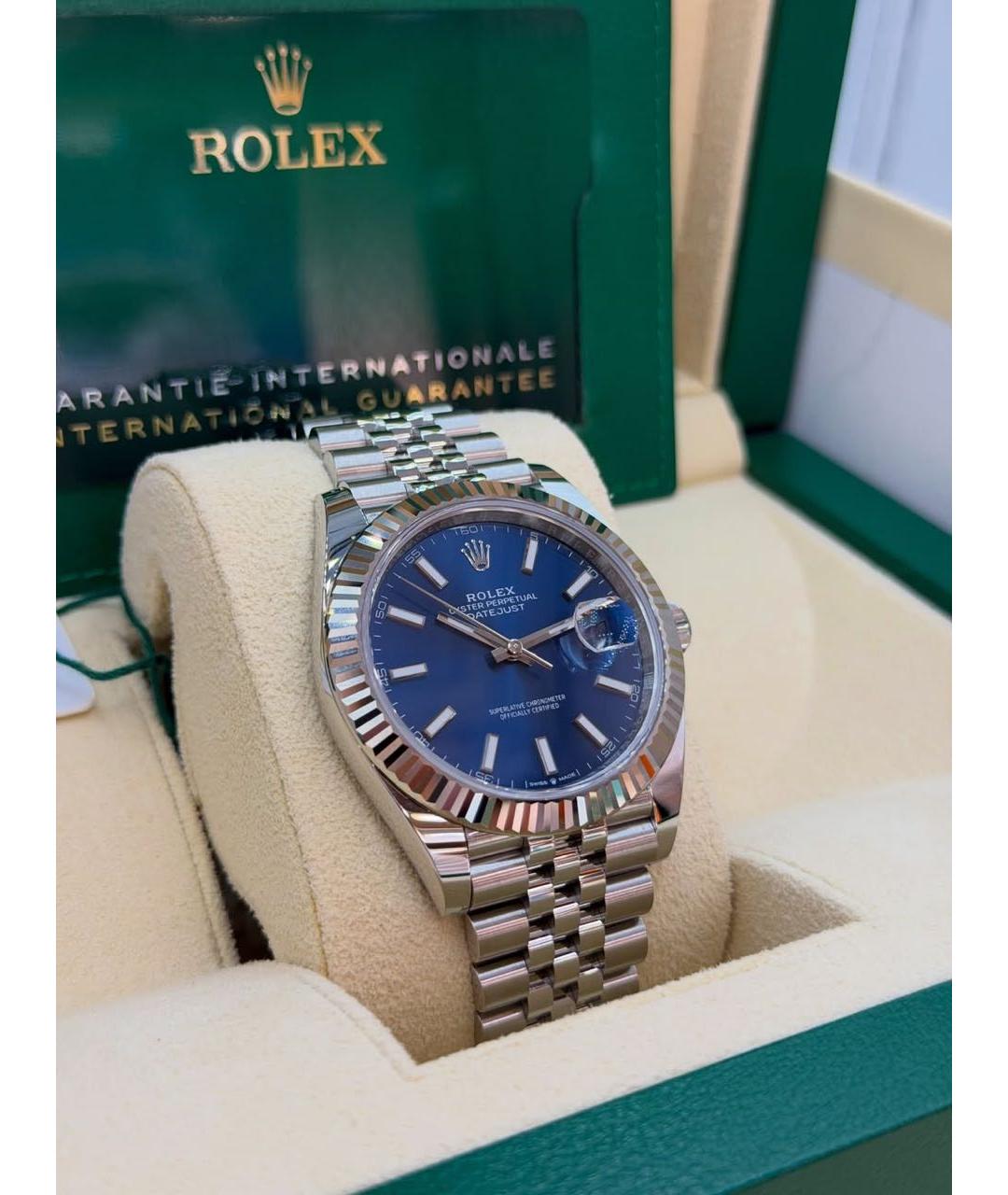 ROLEX Синие часы из белого золота, фото 3