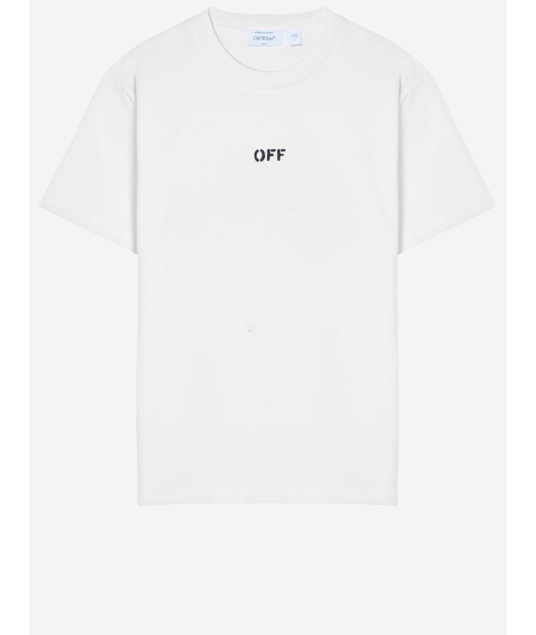 OFF-WHITE Белая хлопковая футболка, фото 4