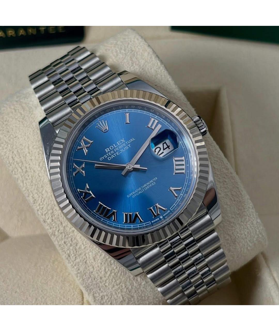 ROLEX Синие часы из белого золота, фото 2