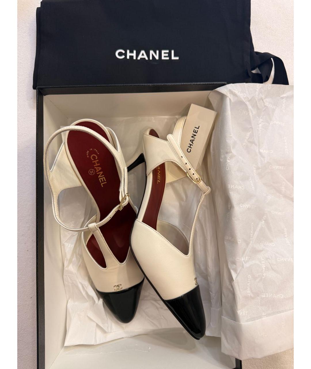 CHANEL Белые кожаные туфли, фото 6