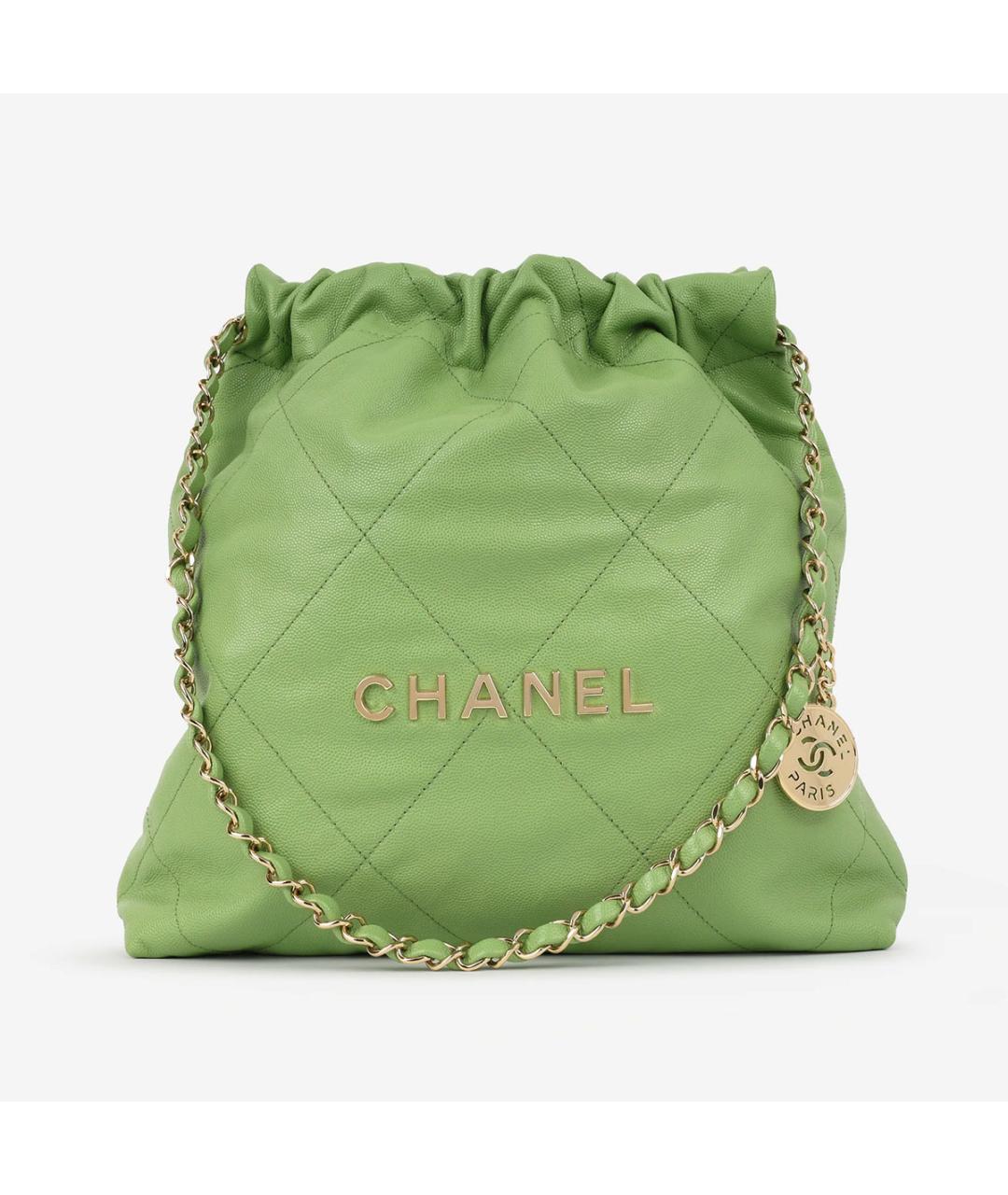 CHANEL Зеленая кожаная сумка тоут, фото 7