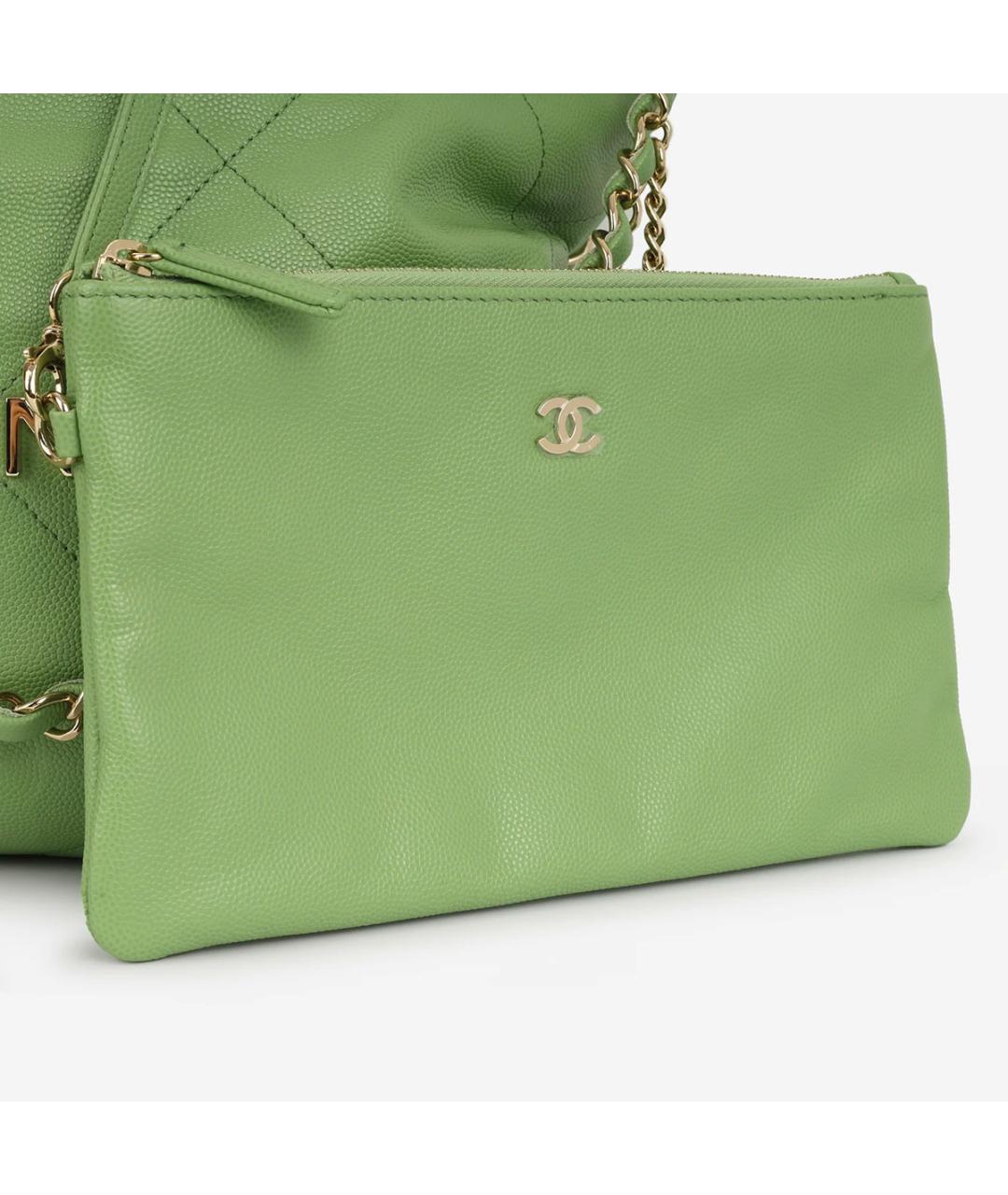 CHANEL Зеленая кожаная сумка тоут, фото 2