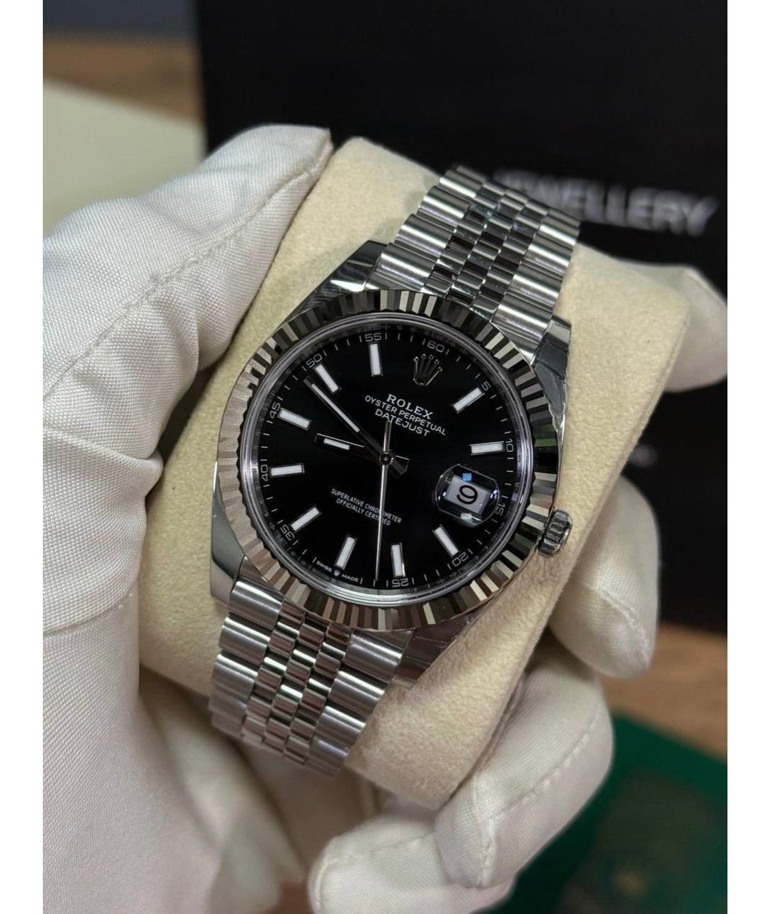 ROLEX Черные часы из белого золота, фото 2