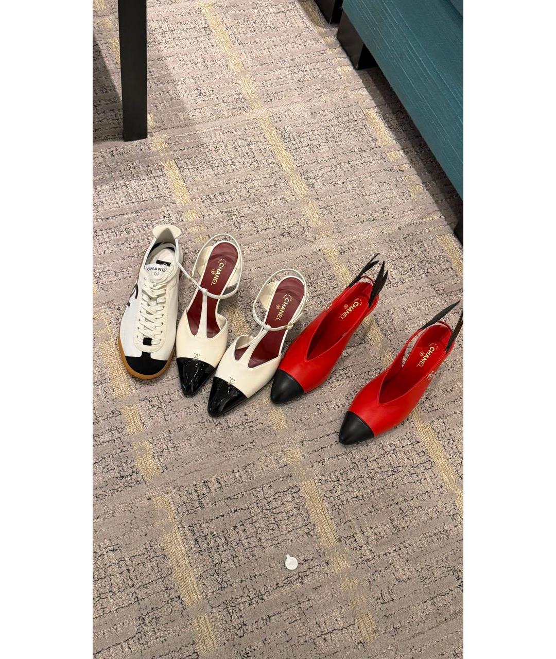 CHANEL Красные кожаные туфли, фото 5