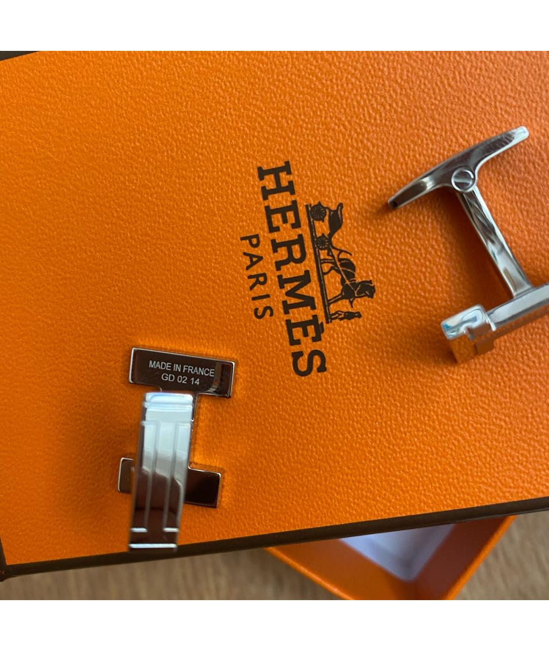 HERMES Серебряные металлические запонки, фото 5