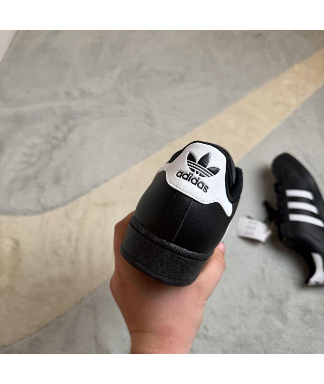 ADIDAS Черные кожаные низкие кроссовки / кеды, фото 3