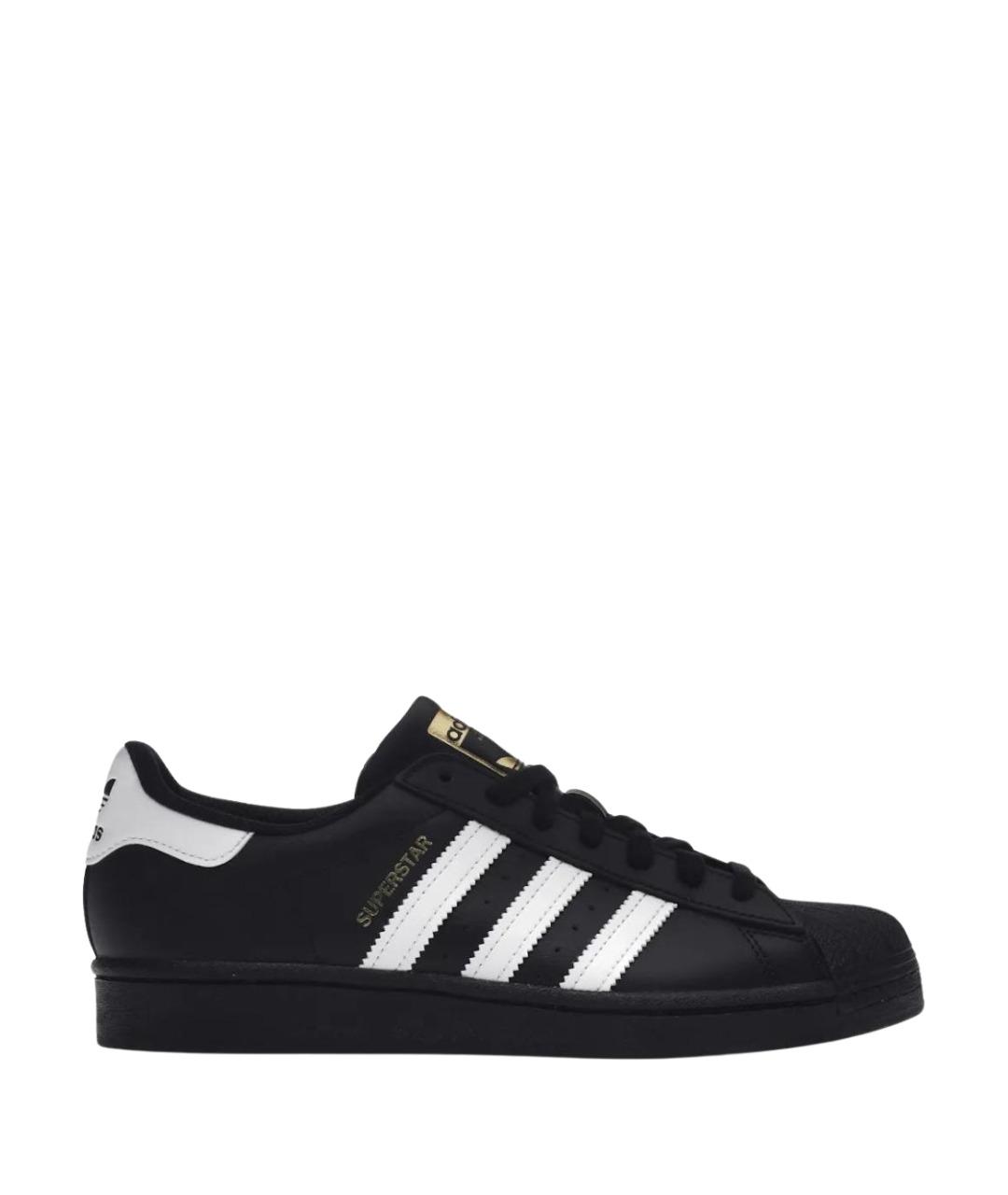 ADIDAS Черные кожаные низкие кроссовки / кеды, фото 1