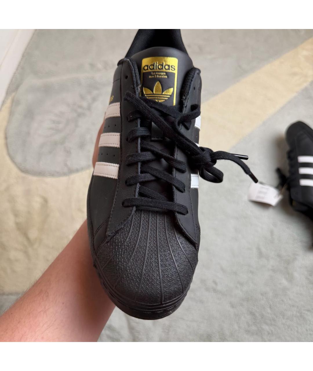 ADIDAS Черные кожаные низкие кроссовки / кеды, фото 6