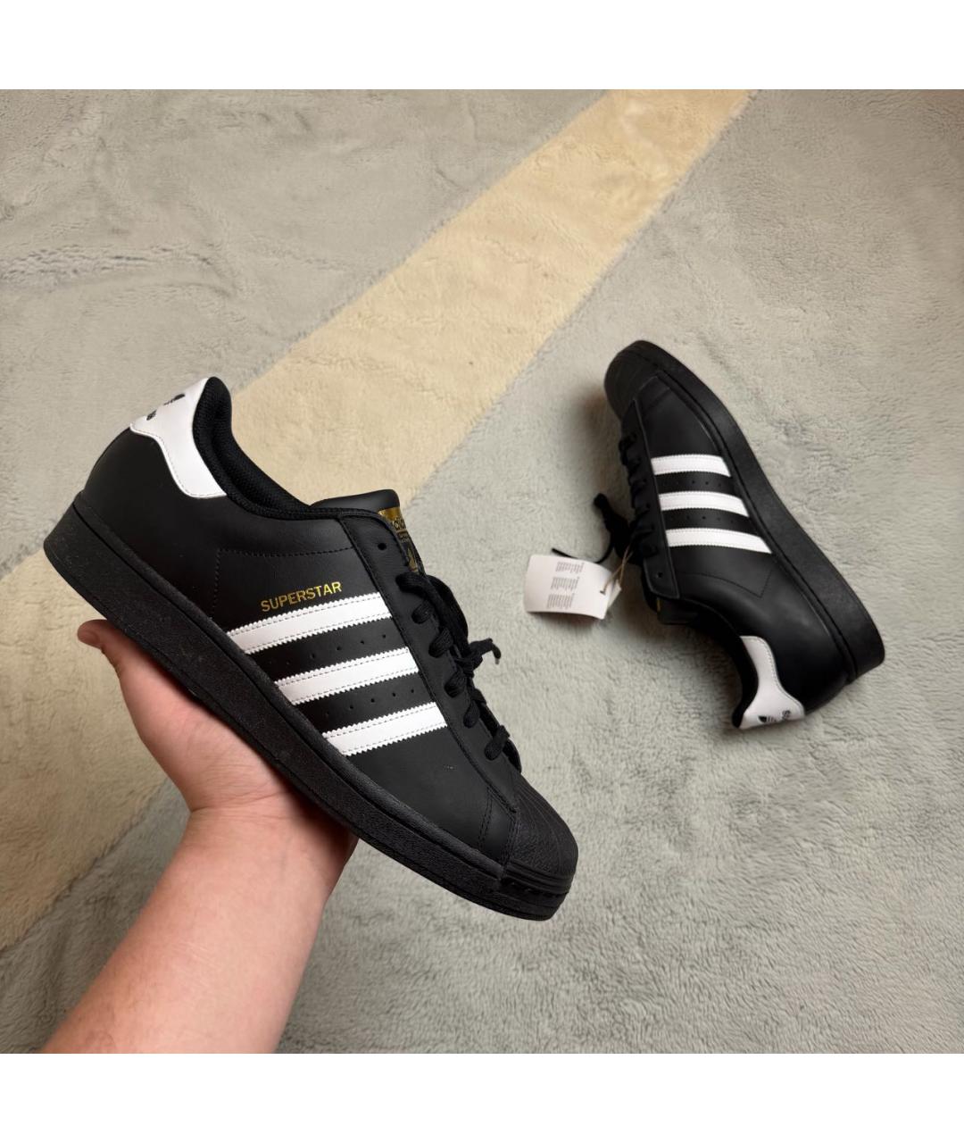 ADIDAS Черные кожаные низкие кроссовки / кеды, фото 2