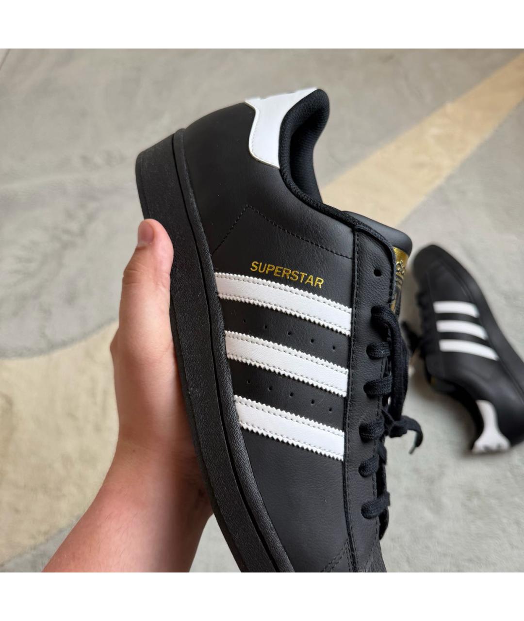 ADIDAS Черные кожаные низкие кроссовки / кеды, фото 5