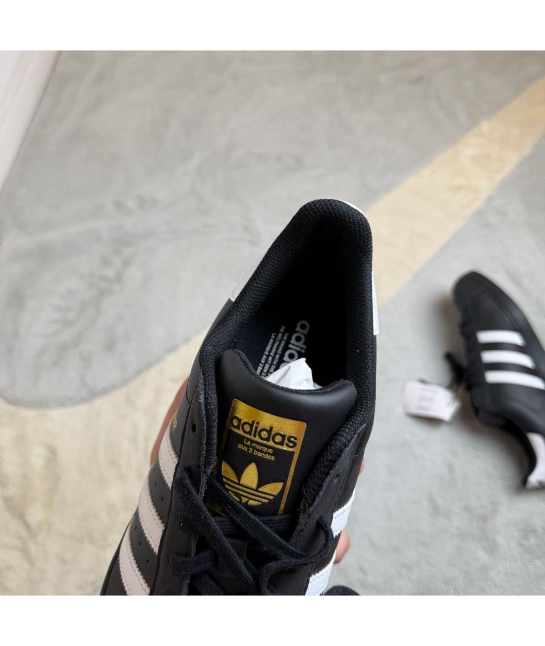 ADIDAS Черные кожаные низкие кроссовки / кеды, фото 7