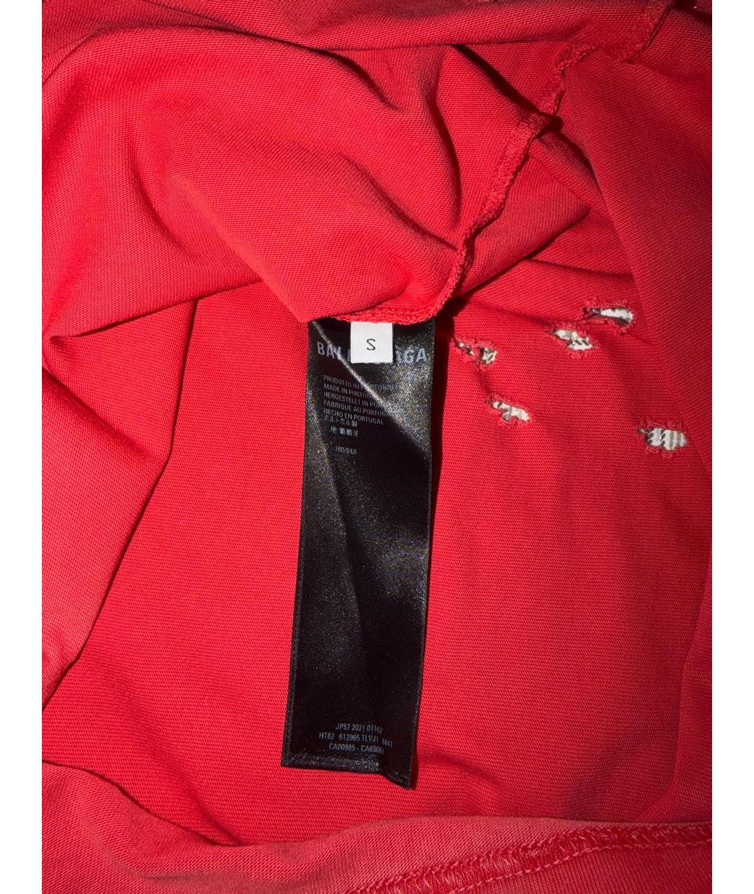 BALENCIAGA Коралловая хлопковая футболка, фото 4
