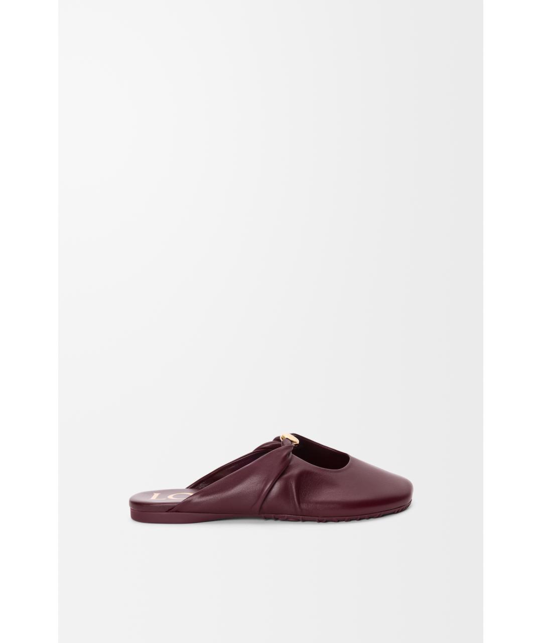 LOEWE Бордовые кожаные мюли, фото 5