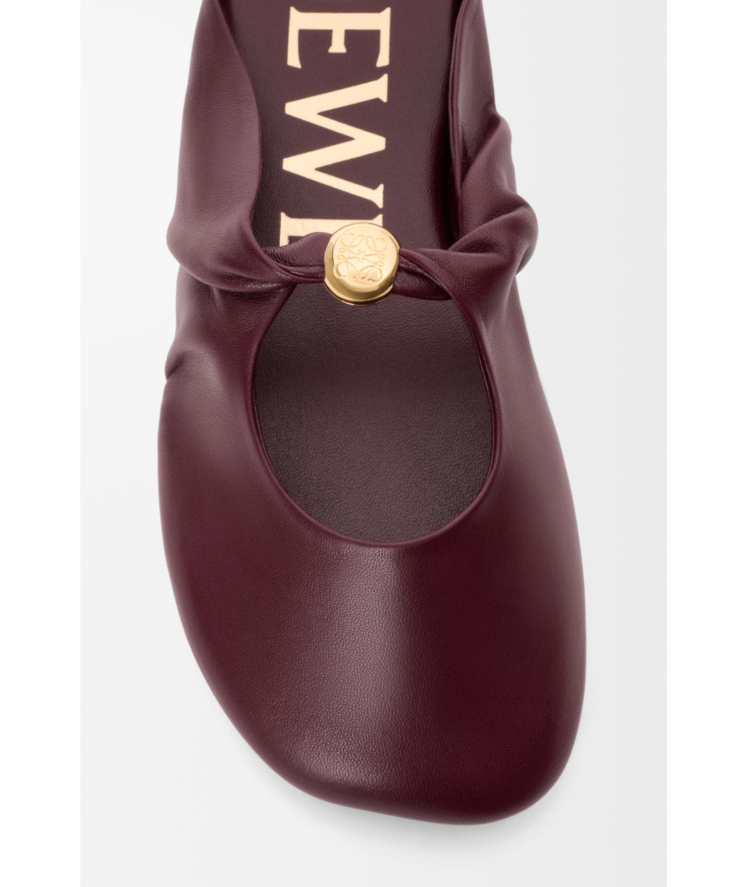 LOEWE Бордовые кожаные мюли, фото 4