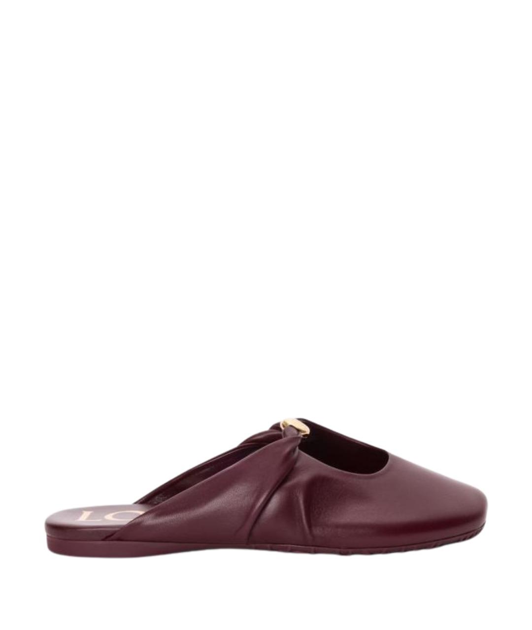 LOEWE Бордовые кожаные мюли, фото 1
