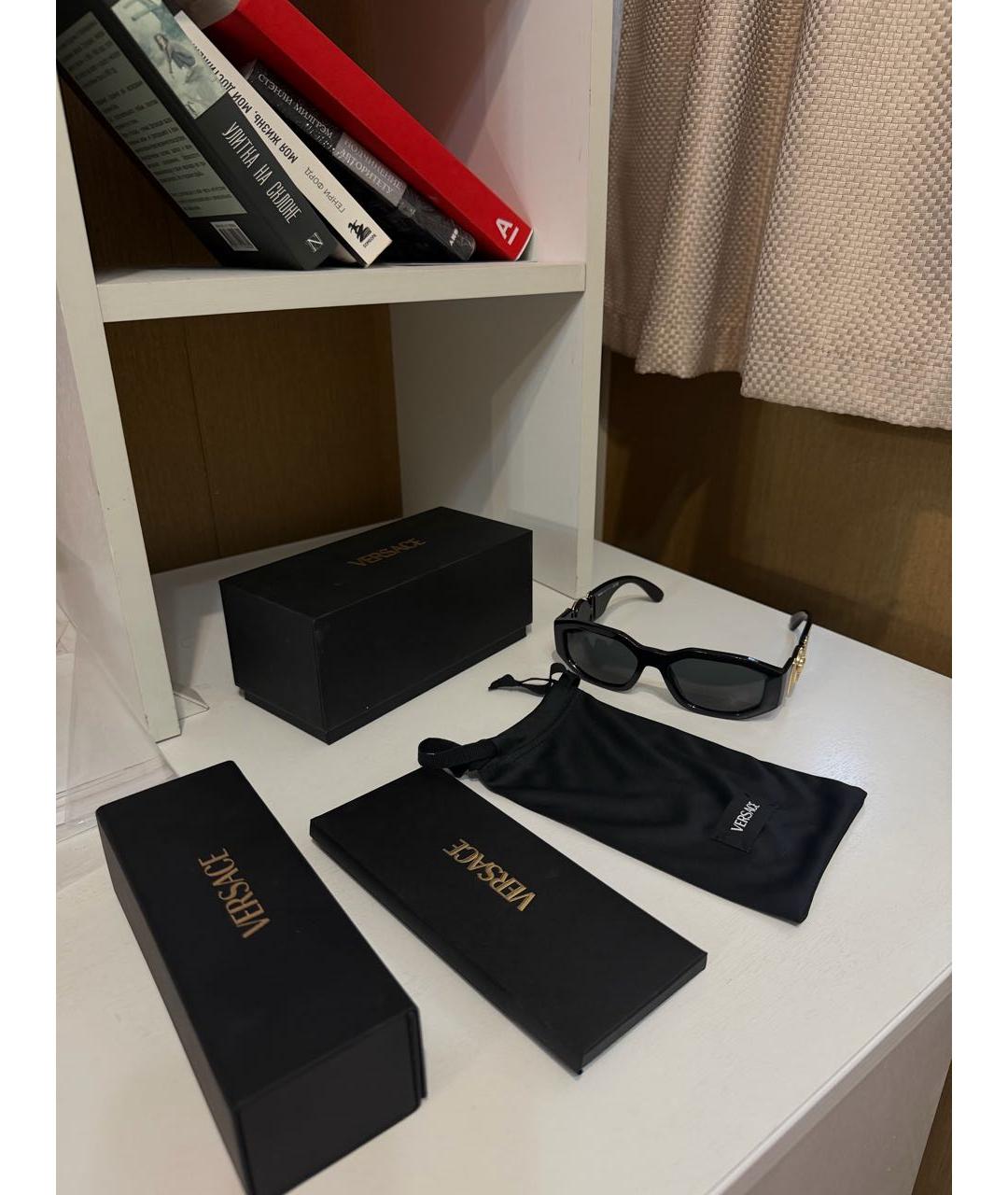VERSACE Черные пластиковые солнцезащитные очки, фото 8