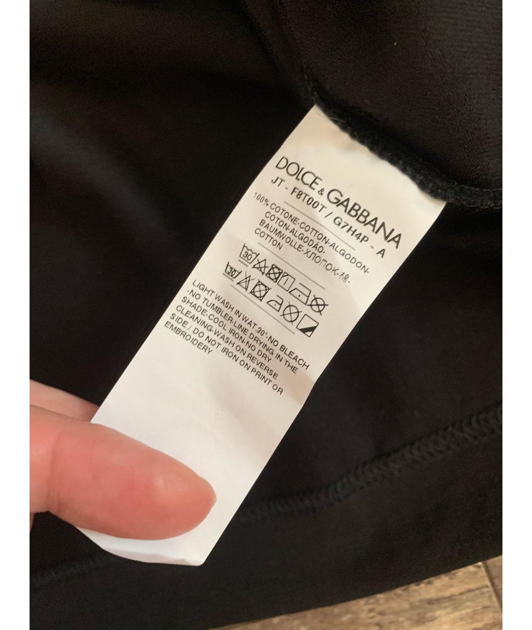 DOLCE&GABBANA Черная хлопковая футболка, фото 6