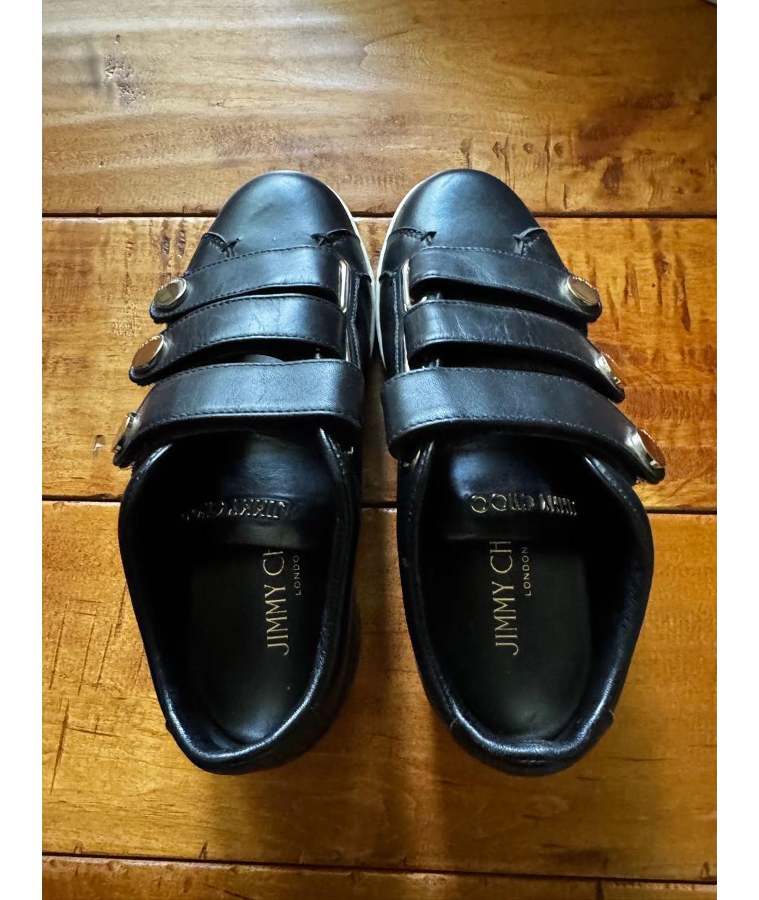 JIMMY CHOO Черные кожаные кеды, фото 3