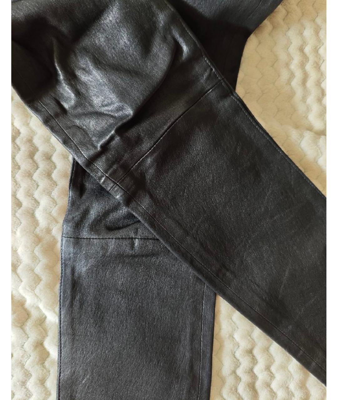 RAG & BONE Черные кожаные брюки узкие, фото 4
