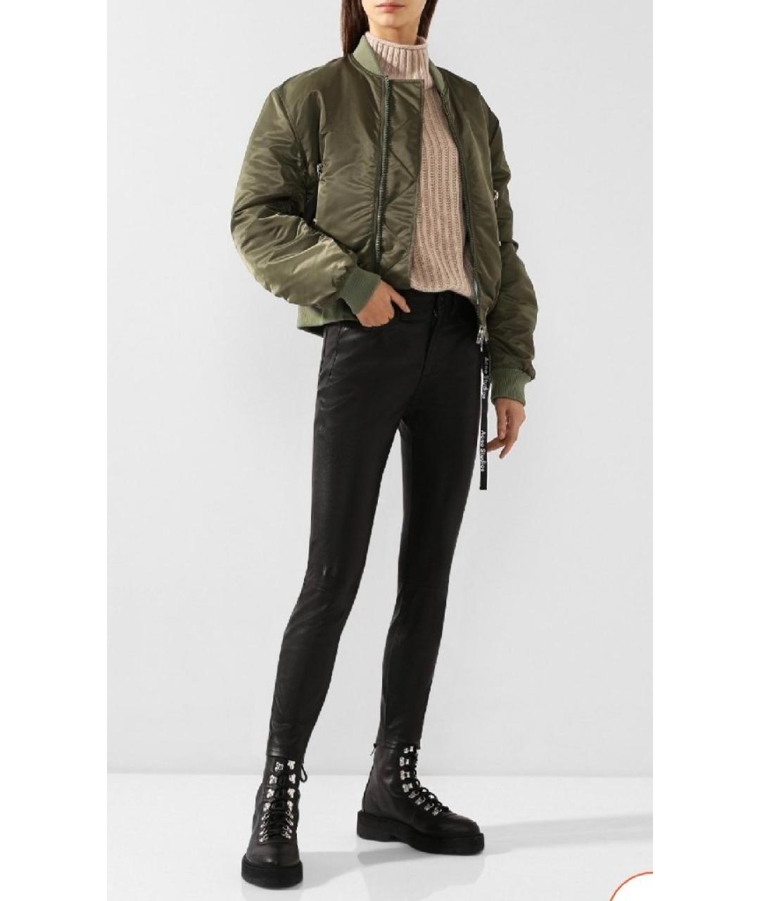 RAG & BONE Черные кожаные брюки узкие, фото 6