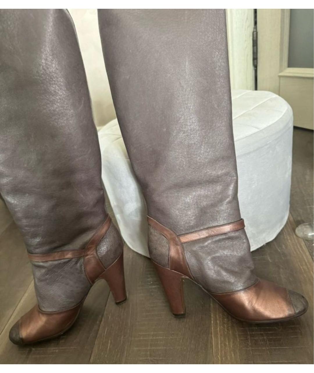 MAISON MARGIELA Коричневые кожаные сапоги, фото 3