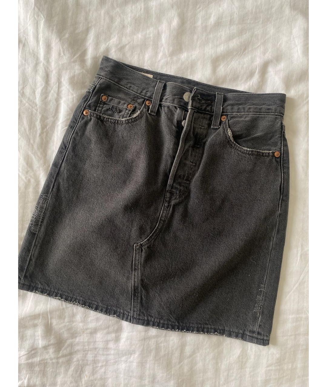 LEVI'S Черная хлопковая юбка мини, фото 9