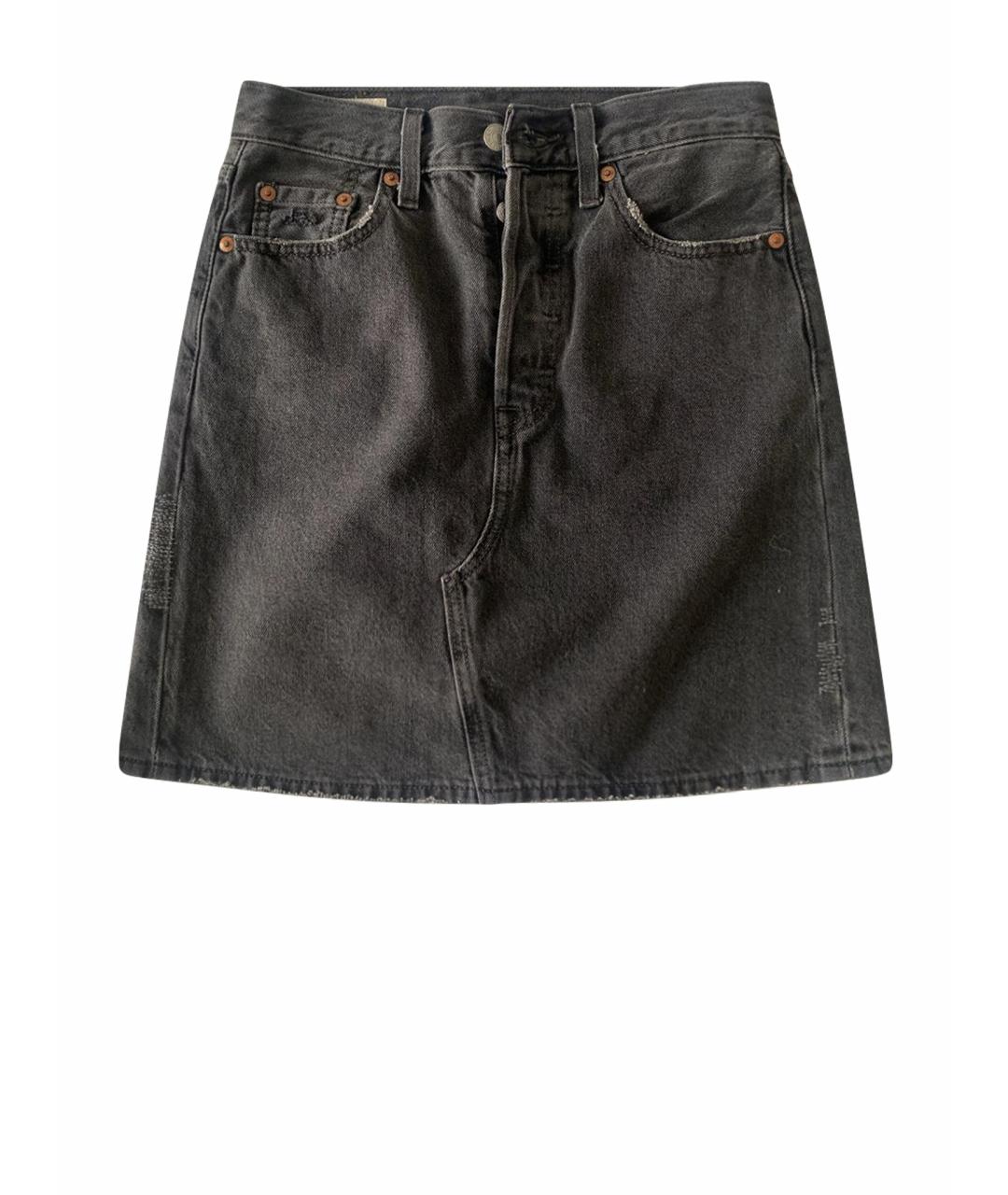 LEVI'S Черная хлопковая юбка мини, фото 1