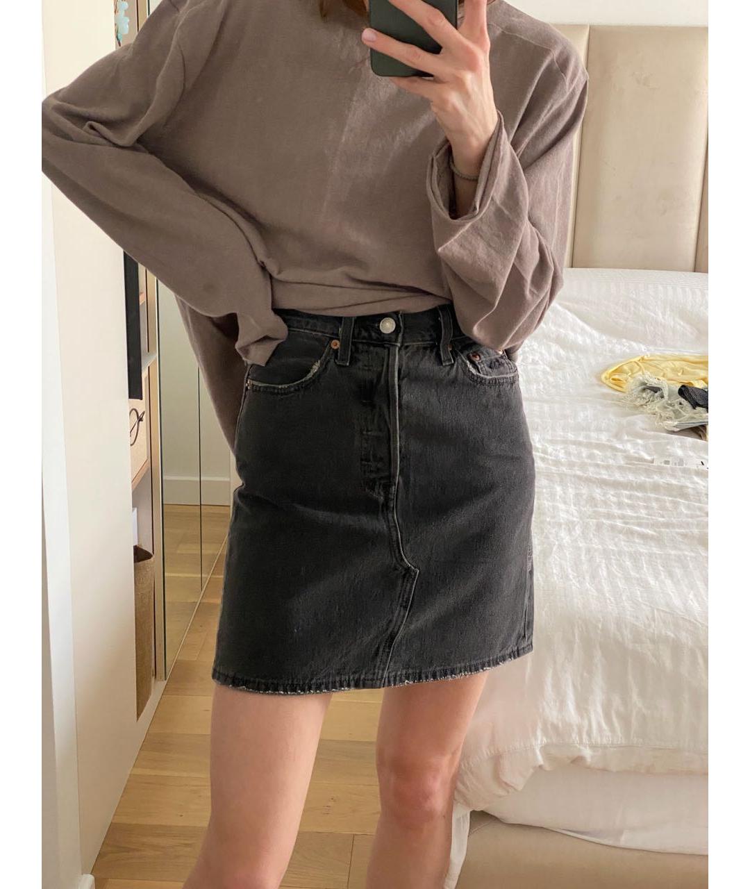 LEVI'S Черная хлопковая юбка мини, фото 5