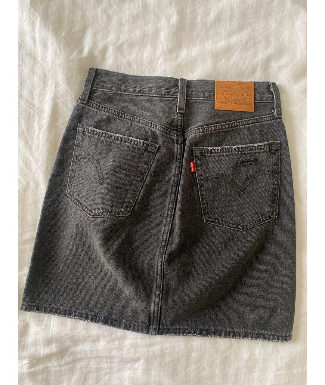 LEVI'S Черная хлопковая юбка мини, фото 2