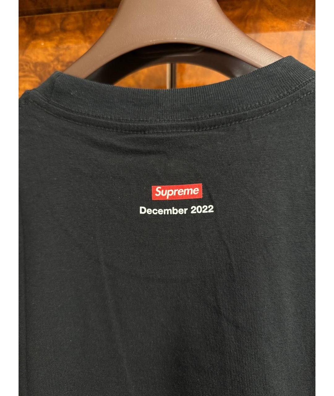 SUPREME Черная хлопковая футболка, фото 5
