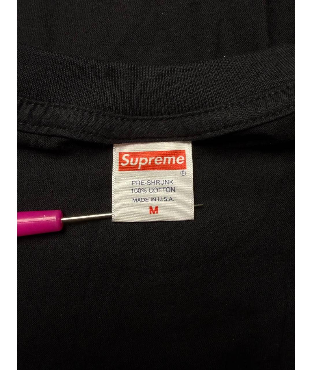 SUPREME Черная хлопковая футболка, фото 7